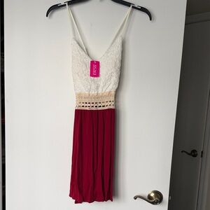 AGACI White and Red Midi Dress